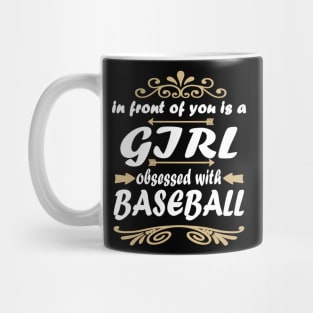 Baseball pitcher girl baseman base saying Mug